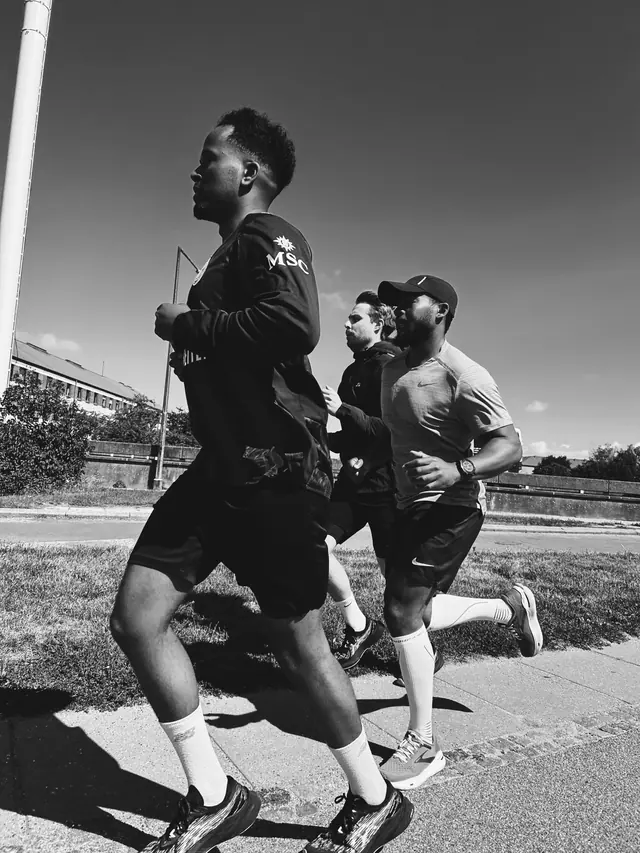 Runners in motion