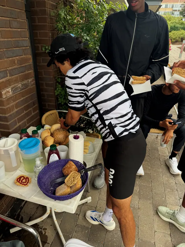 Breakfast laid out outside