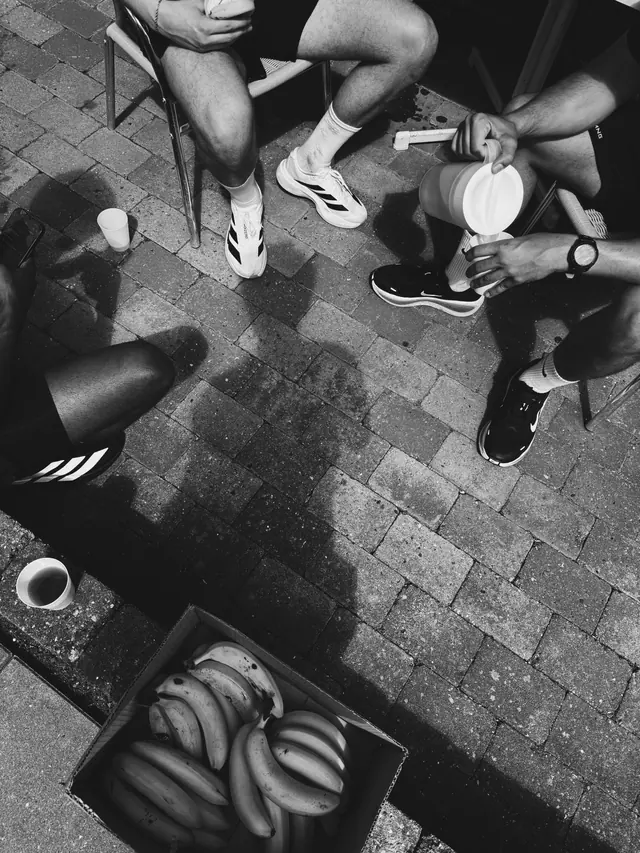 Coffee on the pavement seen from above