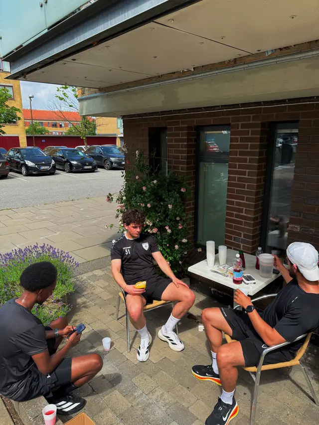 Chairs outside the café after the run