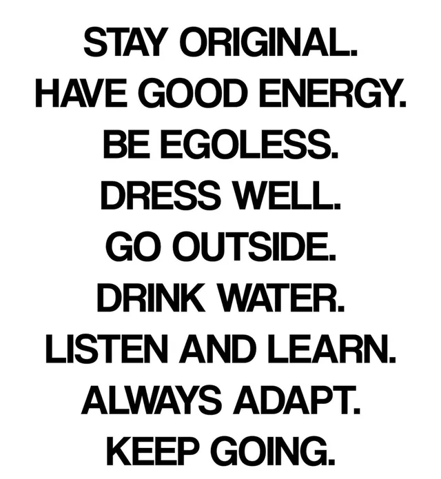 Stay original, printed in black on white
